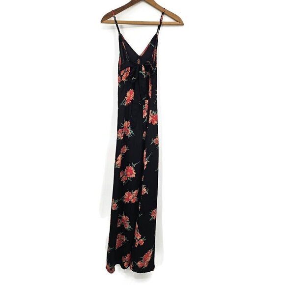 New Flynn Skye Black Floral Kennedy Maxi Dress Women XS Spaghetti Strap Slit - Picture 8 of 10
